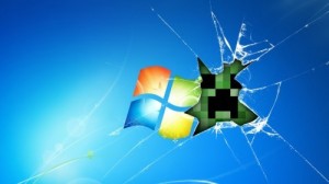 Создать мем: обои майнкрафт крипер, разбитые обои виндовс, Windows 7