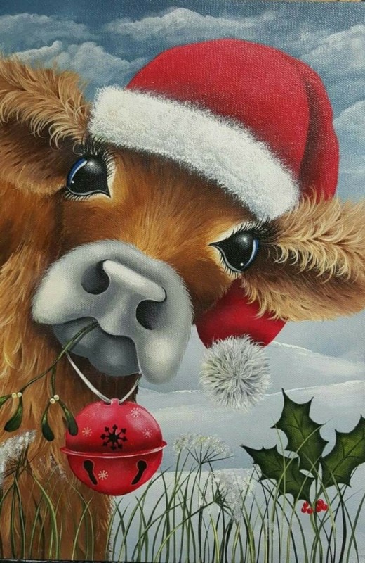 Create meme: New Year's cow, Christmas cows, Christmas