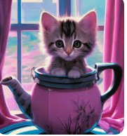 Создать мем: котенок в чашке, котята милашки, доброе утро котенок