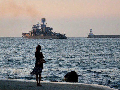 Create meme: navy of the Russian Federation, evening on the raid, ships of the Black Sea fleet