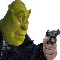 Create meme: take meme Shrek, Shrek meme, high Shrek with a gun