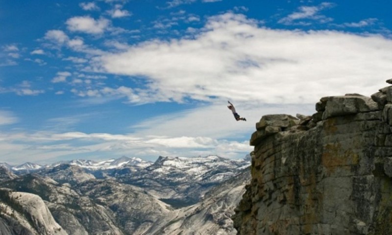 Create meme: jump from the mountain, jump off a cliff, top of the mountain