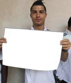 Create meme: Cristiano Ronaldo with a sign, Cristiano Ronaldo with a sign Denis, Cristiano Ronaldo 