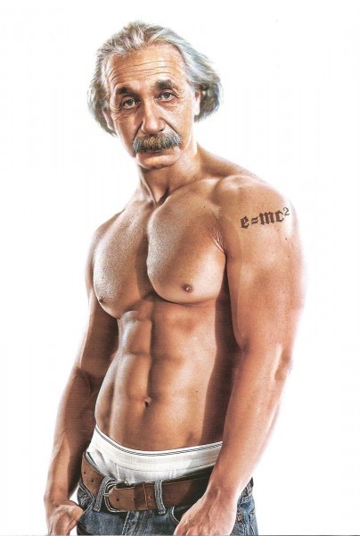 Create meme: albert Einstein , Einstein Jock, pumped up albert einstein