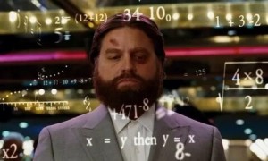 Create meme: the hangover Alan in the casino, Zach Galifianakis calculations, Zach Galifianakis mathematics