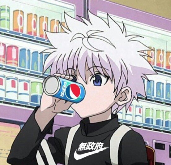 Create meme: hunter x hunter 3, top anime, killua zoldik drinks soda
