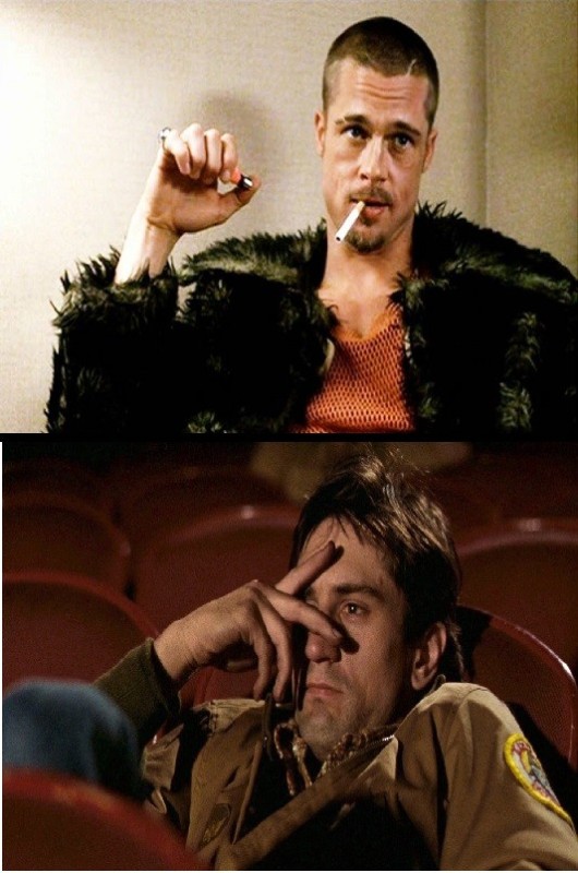 Create meme: fight club Tyler Durden, Brad Pitt at Fight Club, Tyler Durden in a fur coat