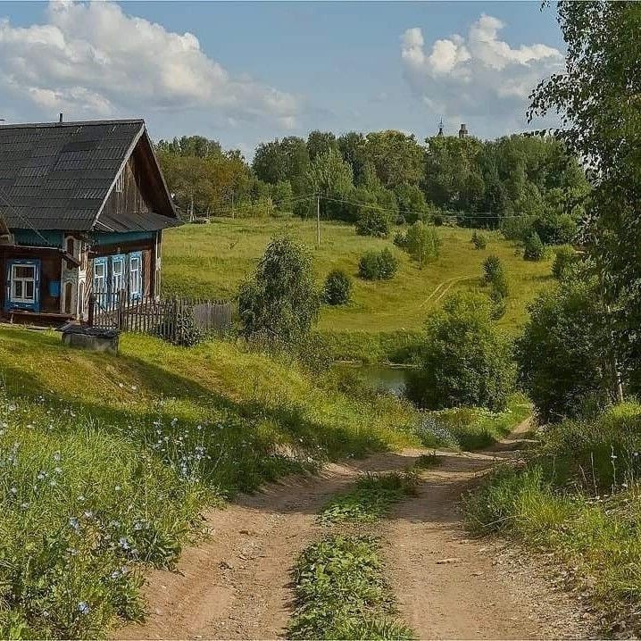Create meme: village life, a path in the village, beautiful villages of russia