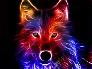 Create meme: wolf, Wallpaper neon animals, wolves are cool