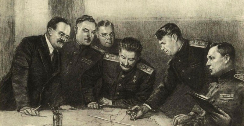 Create meme: Nalbandian's painting politburo meeting, The headquarters of the Supreme High Command of the USSR 1941-1945, Stalin Joseph Vissarionovich 