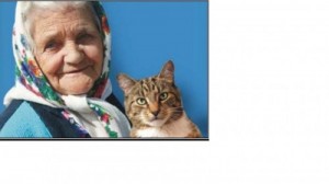 Create meme: grandma with a cat, rewrote hut at the cat, grandma and her cat