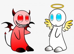 Создать мем: сатана, милый дьявол, добро и зло рисунок