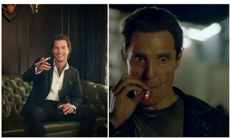 Create meme: Matthew McConaughey meme with a cigarette, McConaughey smokes meme, Matthew McConaughey with a cigarette meme