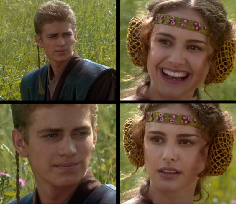 Create meme: meme Anakin and Padme on a picnic, anakin and padme meme, Anakin and Padme