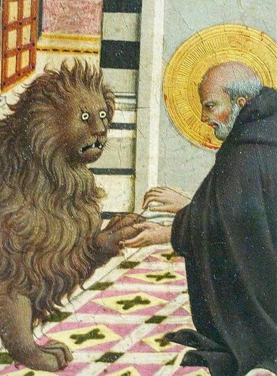 Create meme: this is your salary this branch, suffering middle ages Leo, Sano di Pietro St. Jerome and the lion