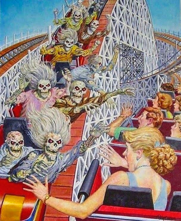 Create meme: skeletons on a roller coaster meme, comics , roller coaster meme