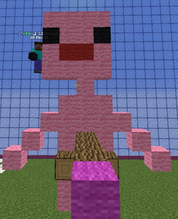 Create meme: pig minecraft building, piggy from minecraft, the head of the Nuba in minecraft