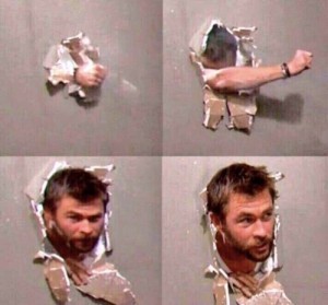 Create meme: Chris Hemsworth meme, Chris Hemsworth breaks through the wall original, Chris Hemsworth breaks through the wall meme original