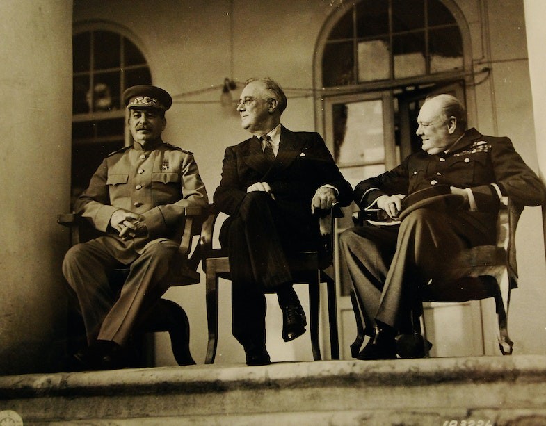 Create meme: Winston Churchill , Franklin Roosevelt, Tehran conference