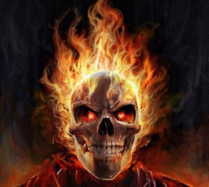 Create meme: skull fire, flaming skull, Ghost rider