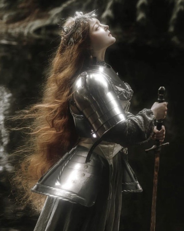 Create meme: Margot Hansen in Armor, woman knight, girl 