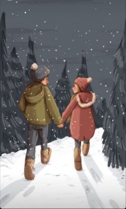 Создать мем: снег иллюстрация, зима любовь арт, теплые зимние иллюстрации