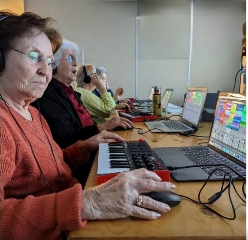 Create meme: studio of sound engineering and sound design, grandmothers, computer courses for seniors