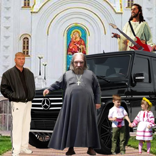 Create meme: priests on expensive cars, russian priest, pop on Mercedes