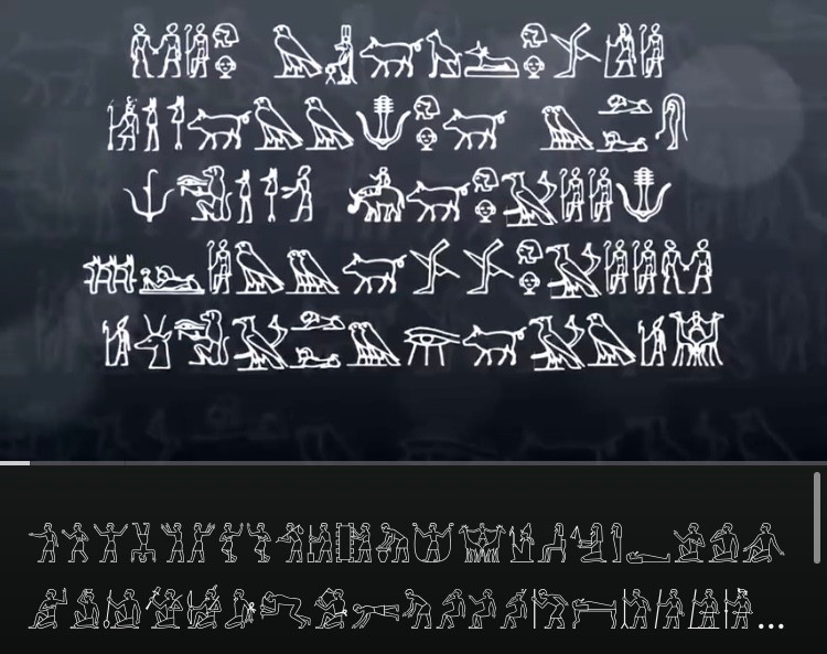 Create meme: Egyptian hieroglyphs on a black background, ancient egyptian hieroglyphs, hieroglyphs in Egypt