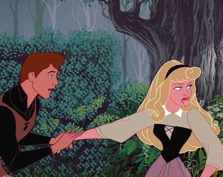 Создать мем: аврора и принц филипп дисней в лесу, спящая красавица мультфильм 1959, the walt disney company