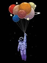 Create meme: cosmonaut with balloons, illustration space, space and cosmonaut