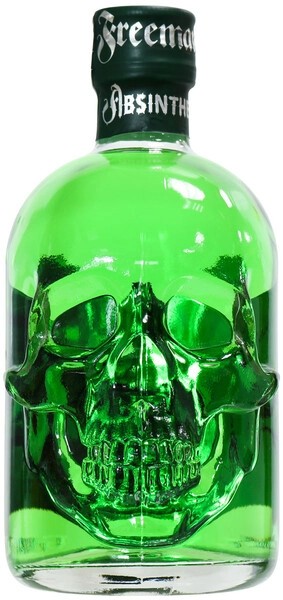 Create meme: absinthe Freeman 0.5l 60%, Absinthe Freeman 60 0.5, absinthe bottle with a skull