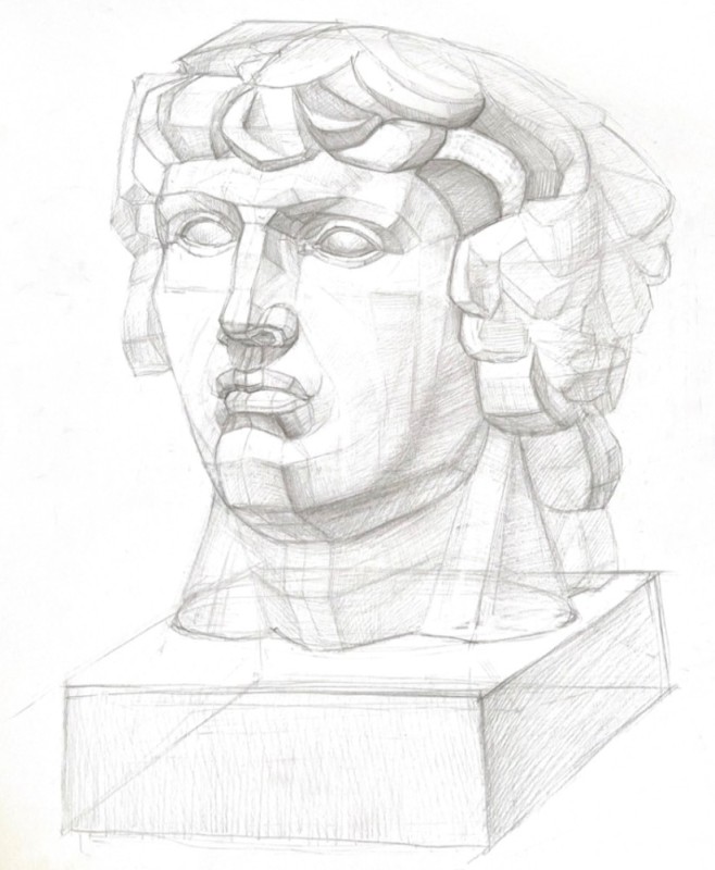 Create meme: the plaster head of Antinous Marchi, Plaster head of Apollo academic, The head of Antinous is an academic drawing