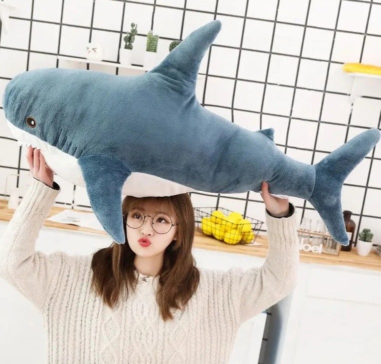 Create meme: shark toy soft ikea, shark plush toy, The shark is plush 100 cm.