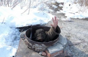 Create meme: homeless, bums on a heating, manhole