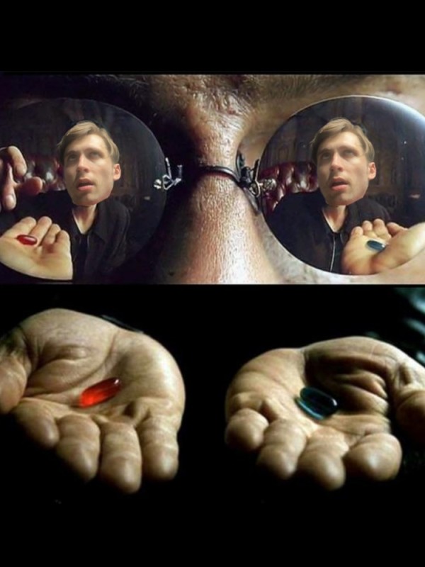 Создать мем: таблетки морфеуса, матрица морфеус таблетки, красная и синяя таблетка
