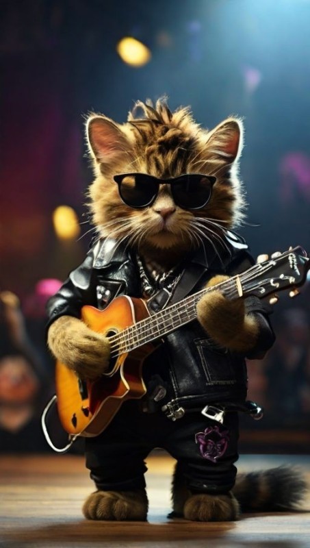 Create meme: animals cute, The rocker cat, cat rocker