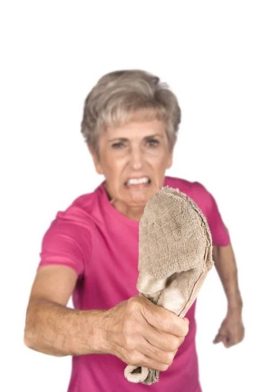 Create meme: granny with a slipper, by-sexual, shoes 