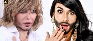 Создать мем: евровидение транс с бородой, кончита вурст и зверев, Сергей Зверев