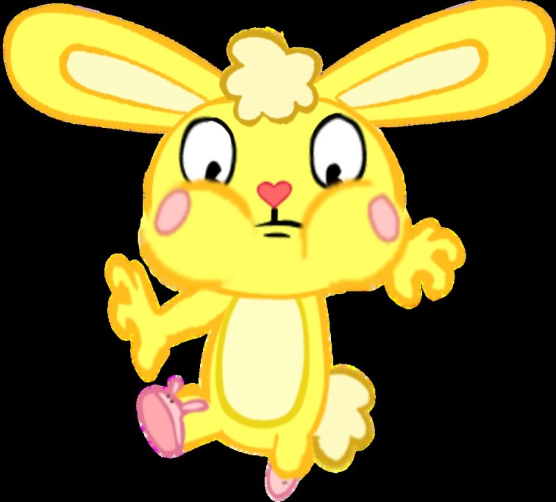 Create meme: happy tree friends yellow rabbit, happy three friends sweetheart, yellow hare happy tree friends