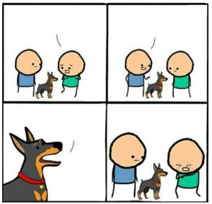 Create meme: Cyanide and Happiness, your dog did not bite, does your dog bite no she