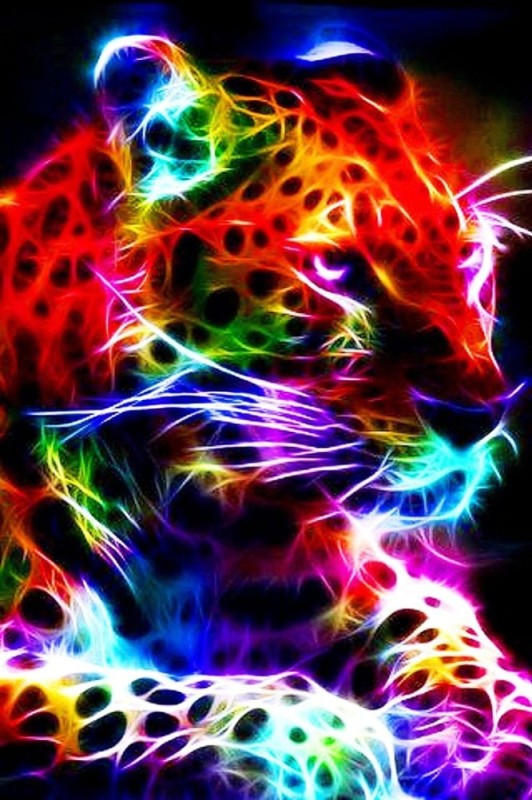 Create meme: neon leopard, neon animals, colorful animals