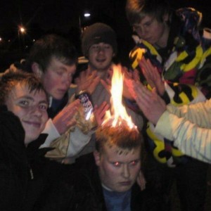 Create meme: torchlight procession, fire, People