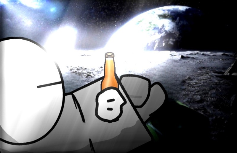 Создать мем: в космос, космонавт с пивом, космонавт с пивом на луне