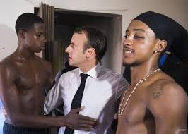 Create meme: Macron with the blacks, Emmanuel macron and Negros