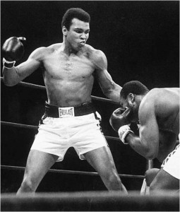 Create meme: Joe Frazier torso, back Ali, Boxing