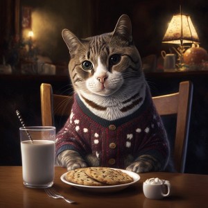 Create meme: cat art, cat intellectual, funny cats