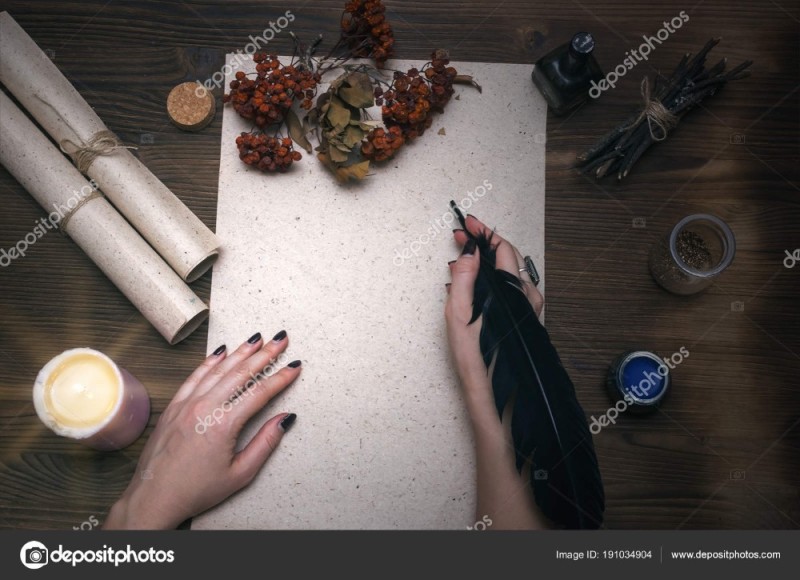 Create meme: a sheet of paper on the table with a pen, fortune teller's table top view, witchcraft on paper