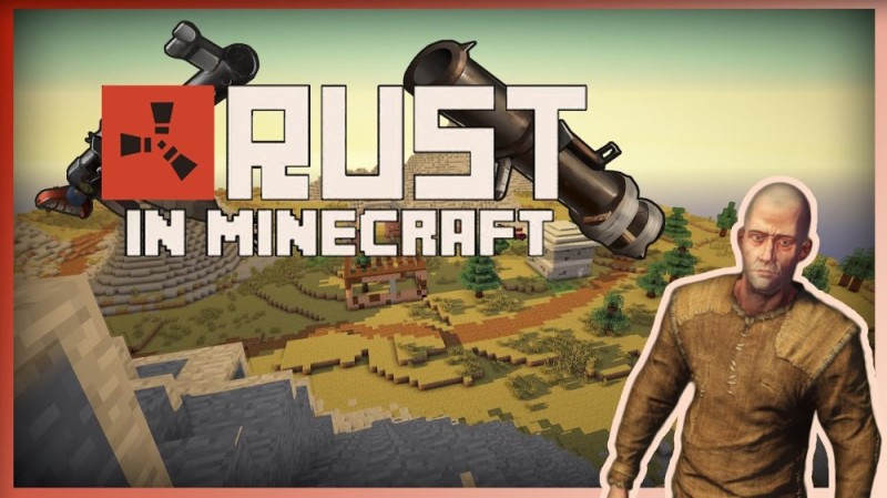 Create meme: minecraft rust, minecraft raid, rust in minecraft