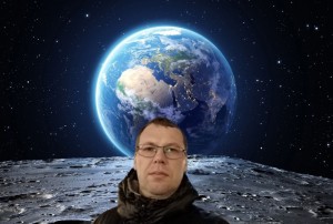 Создать мем: человек, россия в космосе, луна на фоне земли